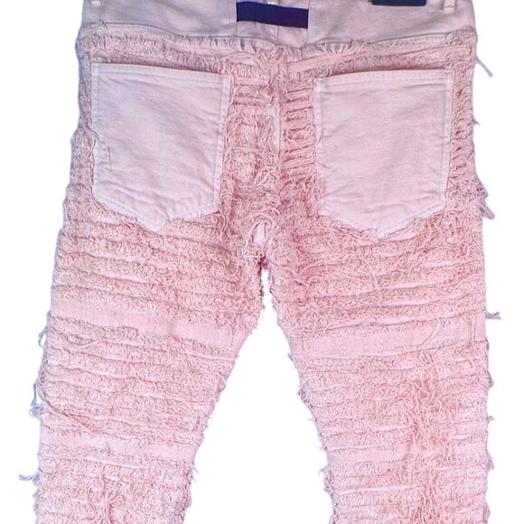 1017 ALYX 9SM X Blackmeans Pink Shredded Straight Leg Denim Jeans Mens Size 34 - Picture 6 of 11